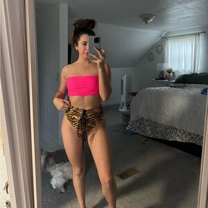 Neon Pink Top and Zebra Print Bottoms Set LOST-LANDS ELECTRIC FOREST
